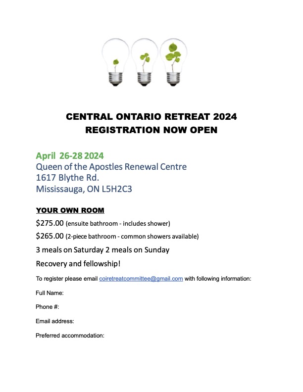 CENTRAL ONTARIO RETREAT 2024 REGISTRATION NOW OPEN